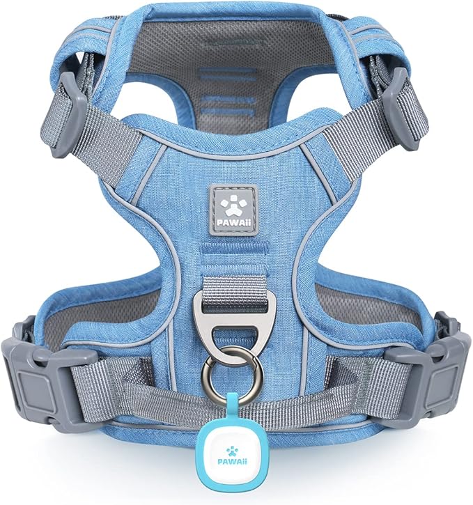 Pawaii No Pull Dog Harness with Pet ID Tag,Reflective Strips No Choke Front O Ring Breathable Mesh Adjustable Soft Padded Pet Vest with Easy Control Handle for Small Dogs