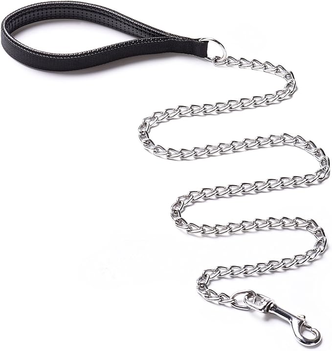 CtopoGo Heavy Duty Dog Leash,Metal Dog Chain Leash with Padded Handle for Large & Medium Size Dogs (6 ft. x 3.0 mm (25-120 lbs.))