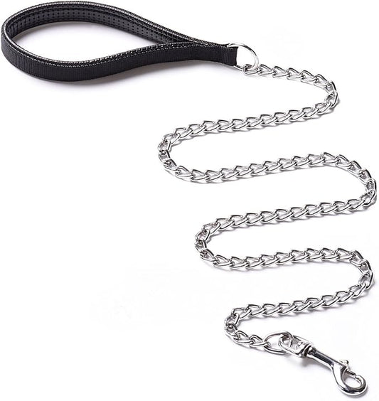 CtopoGo Heavy Duty Dog Leash,Metal Dog Chain Leash with Padded Handle for Large & Medium Size Dogs (6 ft. x 3.0 mm (25-120 lbs.))
