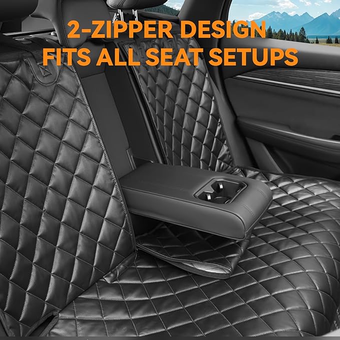 Dog Car Seat Cover for Back Seat, Waterproof Back Seat Covers for Dogs, PU Leather Nonslip Bench Car Seat Protector Universal Fit for Most Vehicles,SUVs,Small Trucks