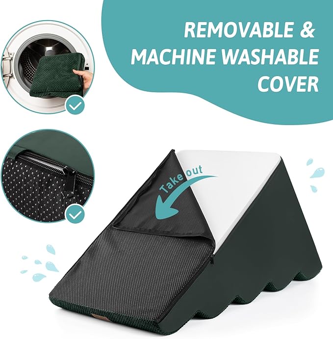 Wide Dog Stairs for Small Dog 22.6" H, Curved Pet Step for Puppy, Older Cat, Curved Ramp for High Bed or Car, Ladder with High Density Foam, Durable, 5 Step, 17.7x33x22.6 inch, Dark Green