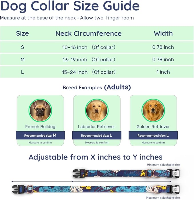 WhoseID Airtag Dog Collar,with Waterproof airtag Holder竊똎riginal Stylish Cute Pattern Design.QR Code ID Buckle竊똂omfortable Soft Cotton for Small Medium Large Dogs