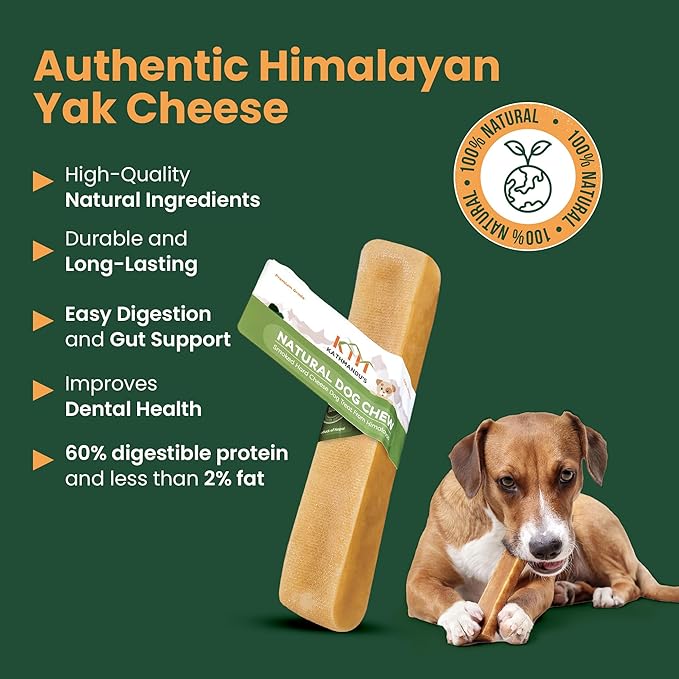 Authentic Himalayan Natural Dog Cheese Chew (Pack of 4 Large & XLarge Chews), Premium Organic Yak Chew, Keeps Your Dog Busy, Ideal for Indoors and Outdoors Use