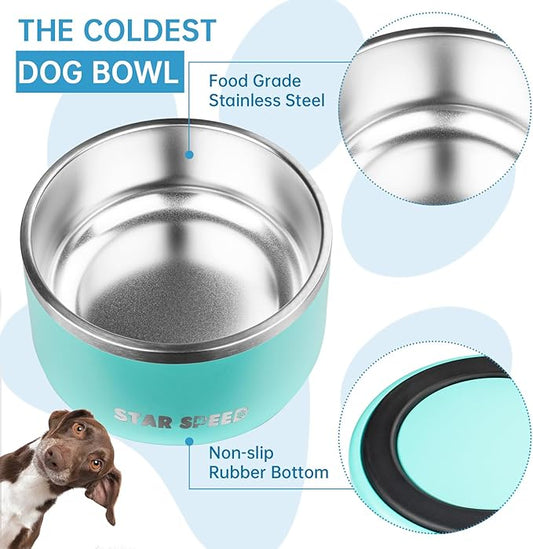 100oz Stainless Steel Dog Bowl. Dog Food Water Bowls with Non-Slip Rubber Bottom, Double Wall Dog Bowl for Small Medium Large Dogs, Dishwasher Safe,Light Green
