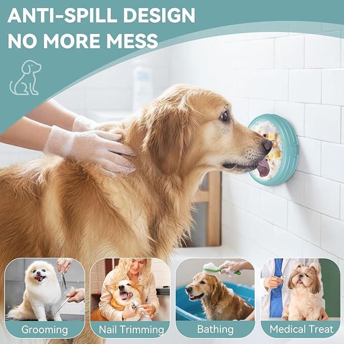Dog Lick Bowl, Animire Freeze Lick Mat for Dogs, Non-Slip Slow Feeder Licking Bowl Enrichment Treat for Distraction Anxiety Relief, Food Grade Silicone, Dishwasher Safe(Teal,XL)
