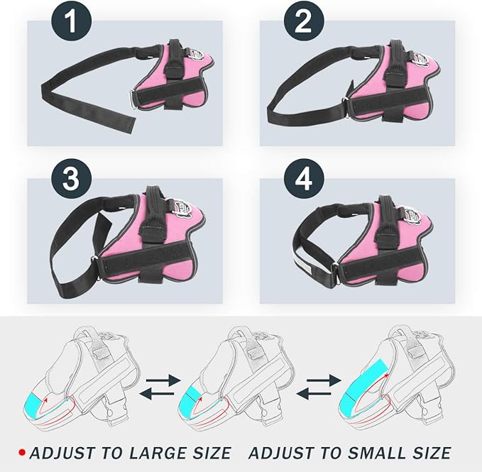Bolux Dog Harness, No-Pull Reflective Dog Vest, Breathable Adjustable Pet Harness with Handle for Outdoor Walking - No More Pulling, Tugging or Choking (Pink, XS)