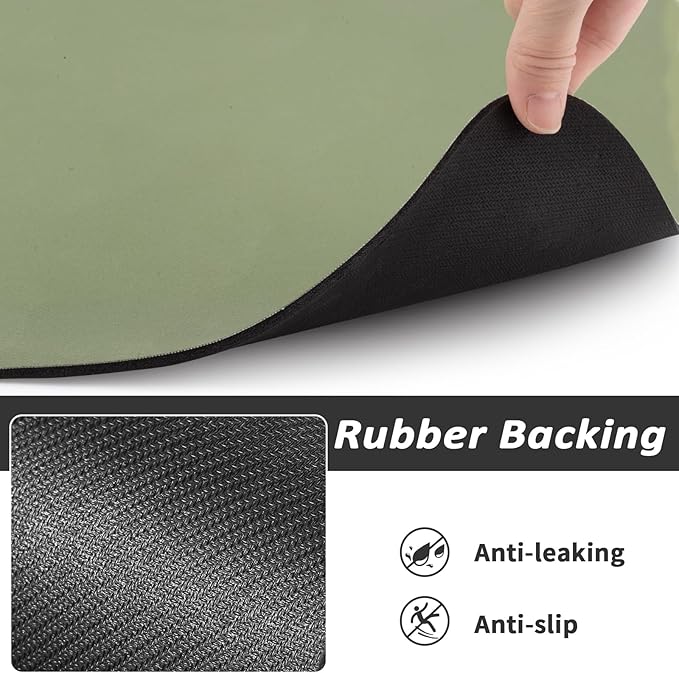 Dog Food Mat - Absorbent Cat Mat for Food and Water, No Stains Pet Feeding Bowl Mat, Easy to Clean Pet Placemats, Quick Dry Dog Water Dispenser Mat for Messy Drinkers | Green 24"x36"
