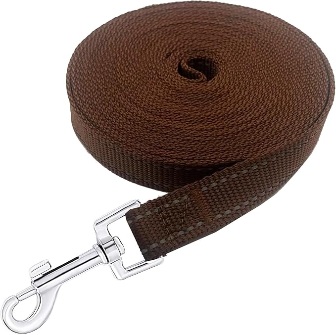 Nylon Training Dog Leash for Small Medium Dogs, 15ft 20ft 30ft 50ft 100ft Reflective Long Leash Dog/Puppy Lead for Obedience Recall Training, Camping