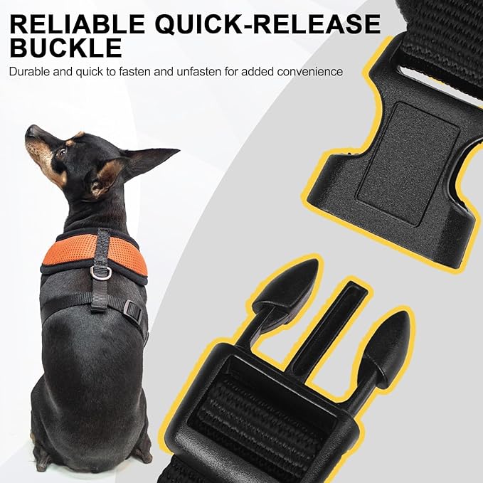 BINGPET No Pull Dog Harness,Soft Mesh Breathable All Weather Vest Harness,Safety Protection Design Durable Adjustable Step-in Easy Walk Dog Harness for Small Medium Large Dogs(Orange,S)