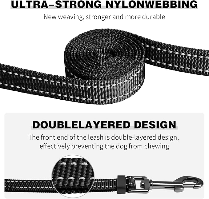 Kazazoo Hands-Free Dog Leash Adjustable Length 5-8Ft, Waist for Dog Walking, Running for Small &Medium Dogs with Reflective Strips, Ballistic Nylon, Waist Belt, Lightweight Black