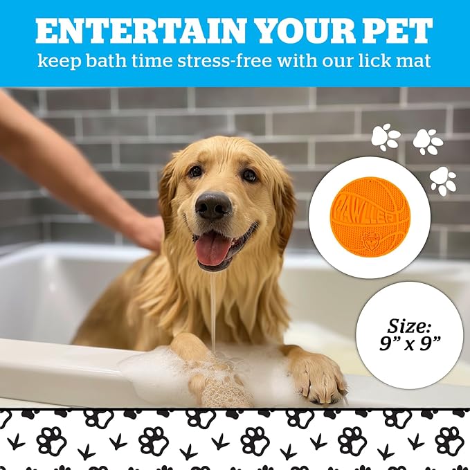 BigMouth Inc Basketball Lick Mat for Pets, Non Slip Silicone Enrichment Pad for Dogs Cats, Slow Feeding Anxiety Relief During Grooming Bathing Training, Treat Dispensing Textured Surface