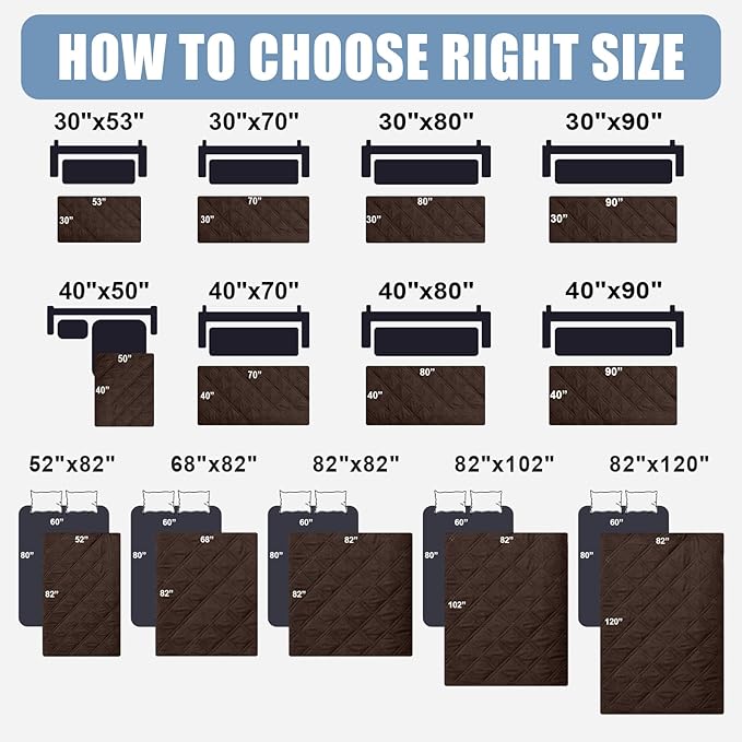 Smiry Waterproof Dog Bed Cover Pet Blanket, Soft Washable Dog Blanket for Furniture Bed Couch Sofa Reversible, Checkered (30"x80", Chocolate/Dark Grey)