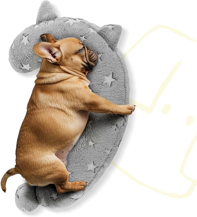 Dog Calming Pillow, Glow in The Dark Dog Put Head on, Soft Question Mark Pillows for Dogs, Kids, Adults, Washable Dog Bed Pillow, Cozy Dog Body Pillow (L Gray)