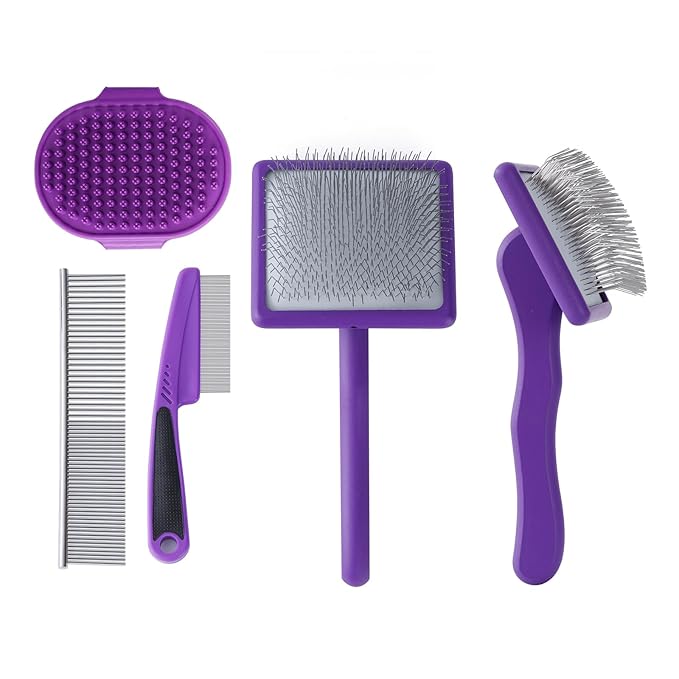 Ergonomic Slicker Brush for Long-Haired Dogs, Wooden Handle Dog Brush,Goldendoodles, Labradoodles, Poodles Long Pins for Grooming Loose Hair，Effectively Removes Tangles, Knots and Loose Fur