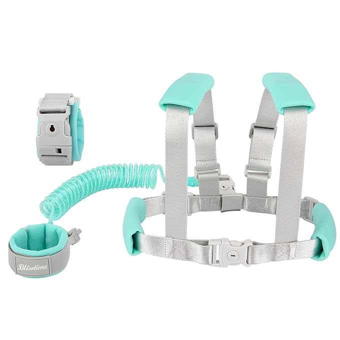 Blisstime 2 in 1 Toddler Leash -Anti Lost Wrist Link for Toddlers -Toddler Harness,Baby Leash,Leash for Toddlers,Wrist Leashes,Child Leashes for Toddlers,Not Easy to Open Without Key