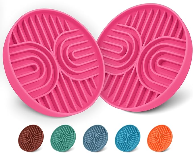 Slow Feeder Dog Bowls, Dishwasher Safe, Non-Slip Base, BPA-Free Slow Eating Dog Bowl (Blush, 2-Pack)