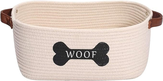 Morezi Cotton rope dog toy basket with handle, large dog bin, puppy kitty bed, dog toy basket - Perfect for carry pet toys, blankets, leashes, chew toys, diapers - Beige
