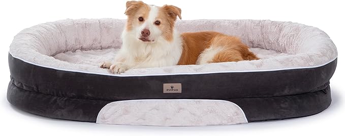 Orthopedic Dog Bed Couch for Large Sized Pets with Egg Foam Support, Four-Sided Bolster Cushions, Soft Tear-Resistant Fabric, and Removable Machine Washable Plush Cover
