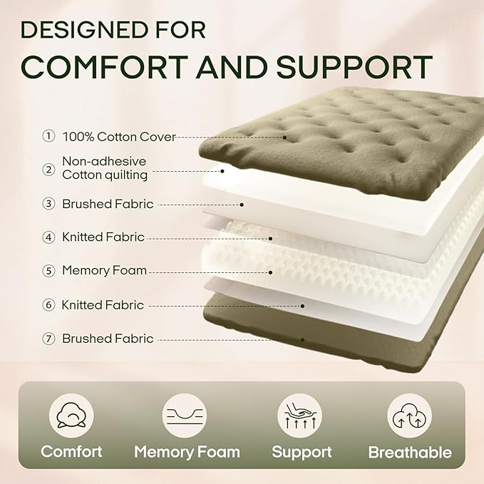 ZonLi Japanese Floor Futon Mattress Twin Size 39"x75"100% Cotton Cover 6''Thicken Tatami Mattress,Foldable Sleeping Pad,Portable Dormitory Tatami Mat,Roll Up Floor Lounger Bed for Adult (Winter Moss)