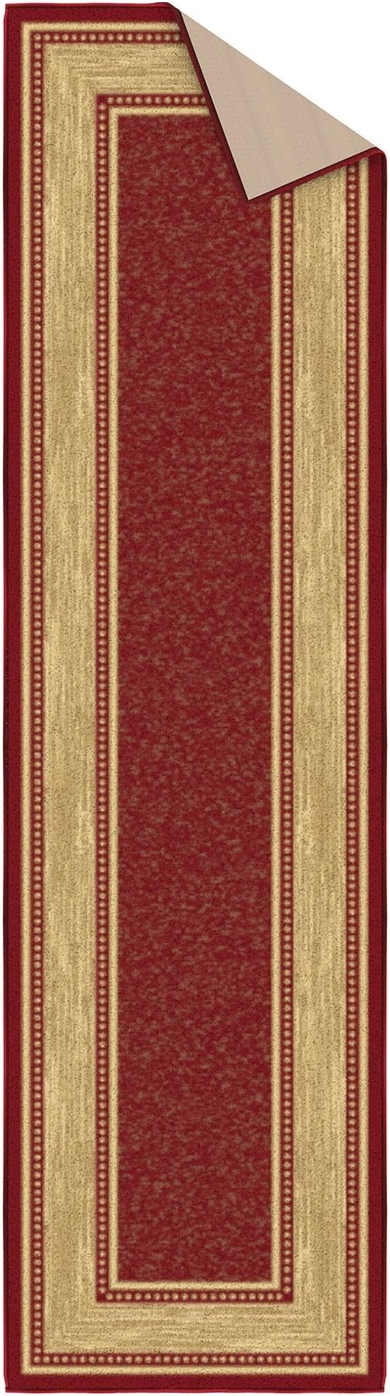 Ottomanson Hallway Runner Rug 1'10" x 6' Non Slip Border Area Rugs Easy to Clean Laundry Rug Runner Durable & Pet Friendly Floor Carpet Runners for Hallways Entryway Living Room Kitchen Bathroom, Red