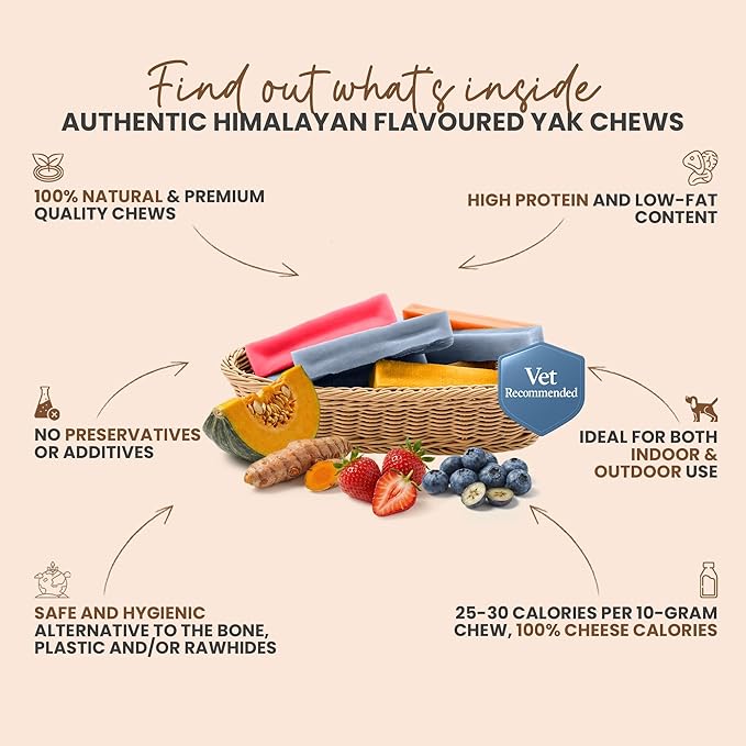 KATHMANDU'S 100% Natural Flavored Yak Chews – Keep Dogs Busy & Happy with Our Lactose & Rawhide Free Himalayan Dog Chews - Long Lasting Dental Treats for Aggressive Chewers (Large, Pack of 4)