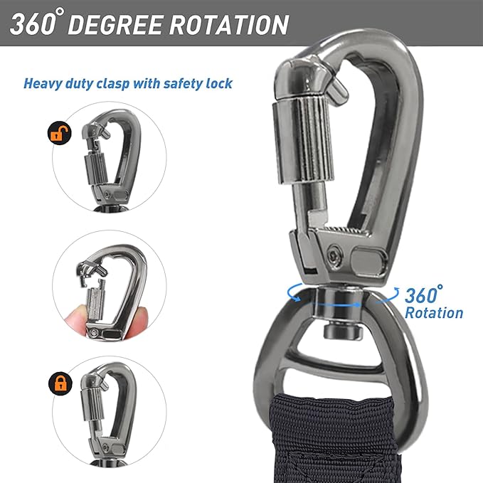 Hotsky Tactical Dog Leash Heavy Duty for Medium Large Dogs That Pull,4-6Ft Strong Bungee Shock Absorbing No Pull Dog Leash with Padded Double Handle and Car Seatbelt,Purple Camo