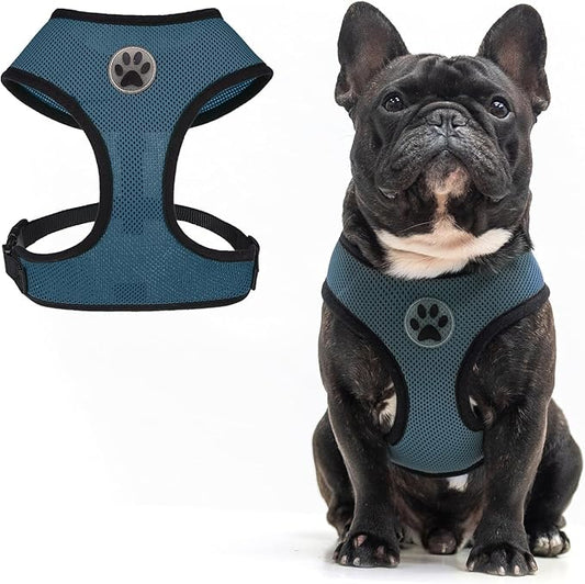 BINGPET No Pull Dog Harness,Soft Mesh Breathable All Weather Vest Harness,Safety Protection Design Durable Adjustable Step-in Easy Walk Dog Harness for Small Medium Large Dogs(DarkBlue,L)