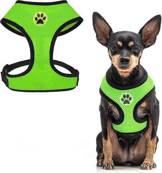 BINGPET No Pull Dog Harness,Soft Mesh Breathable All Weather Vest Harness,Safety Protection Design Durable Adjustable Step-in Easy Walk Dog Harness for Small Medium Large Dogs(Green,XS)