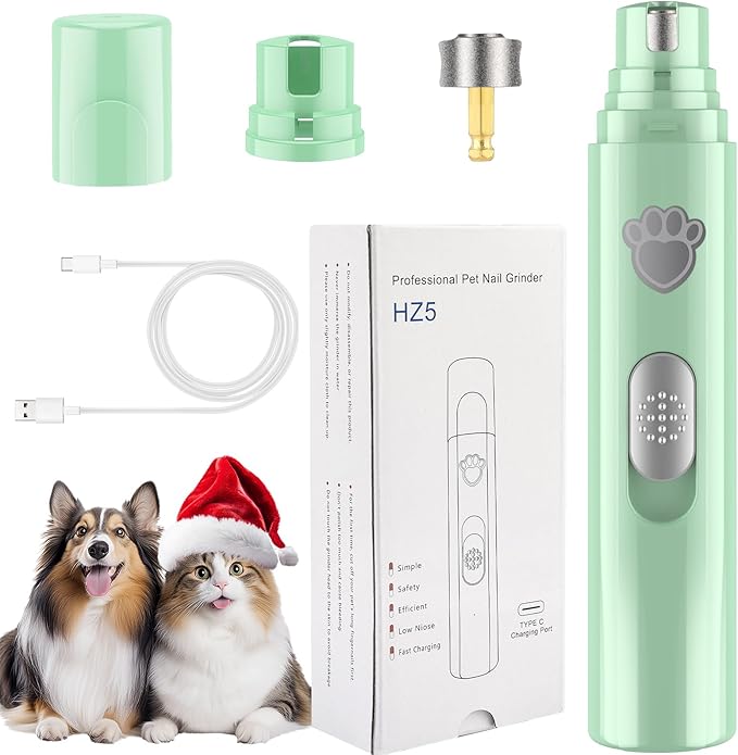 VIWIK Dog Nail Grinder, 2-Speed Rechargeable Dog Nail Trimmers for Large Medium & Small Dogs, Upgrade Professional Electric Pet Paws Grooming, Quiet Puppy Grooming Tool, for Dogs Cats