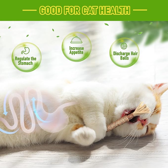 GBSYU 3 Pack Silvervine Cat Toy, Silvervines Sticks Cat Toys for Indoor Cats, Cat & Kitten Chew Toys for Aggressive Chewers, Cat Dental Toy for Kitten Teeth Cleaning, Matatabi Silvervine for Cats