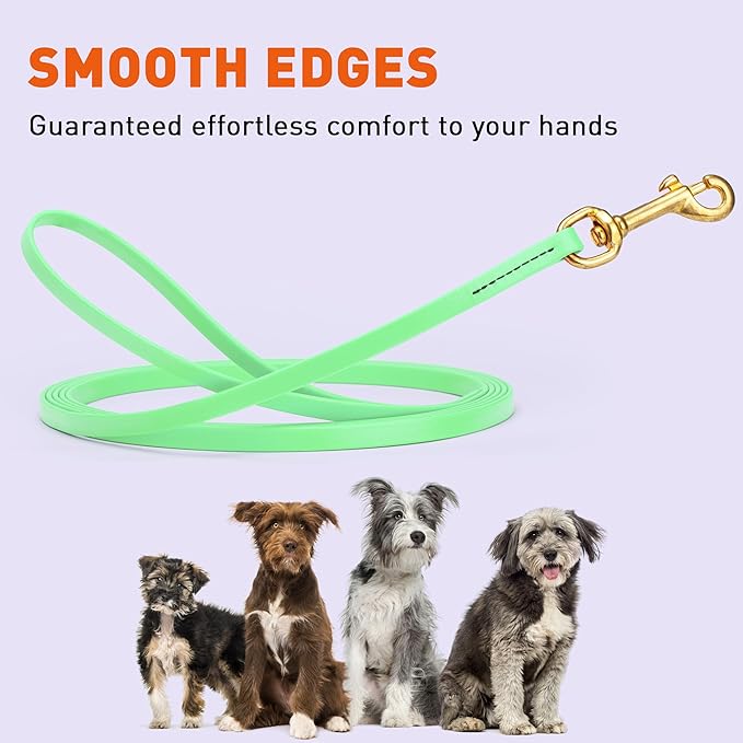 Viper Biothane K9 Working Dog Leash Waterproof Lead for Tracking Training Schutzhund Odor-Proof Long Line with Solid Brass Snap for Puppy Medium and Large Dogs, 33ft Sea Foam Green