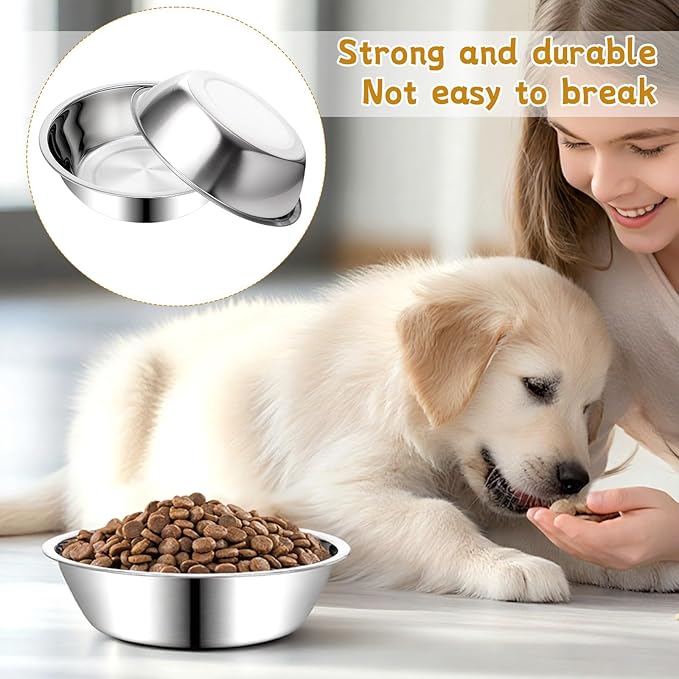 6 Pcs Stainless Steel Dog Bowls, 6.9 Inch Thickened Metal Basic Dog Bowl 27 Oz Replacement Food Water Bowl Set for Small Medium Large Dogs Dishwasher Safe