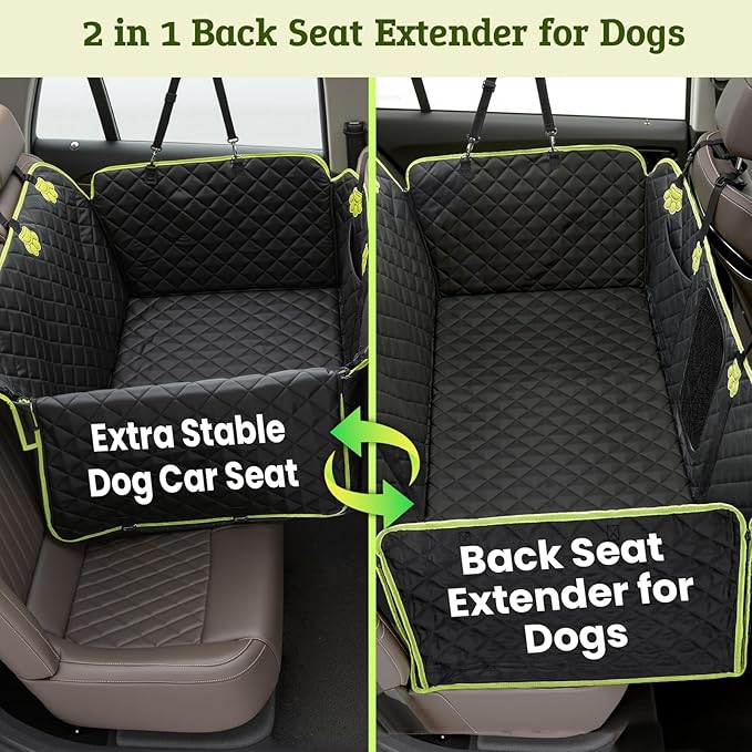 2-in-1 Dog Car Seat Cover for Back Seat, Transform to Passenger Mode - Dog Car Seat, Waterproof, Scratch-resistant, Support to 330lbs, for Outdoor Activities, Travel, to the Vet, for Cars/SUV/Truck