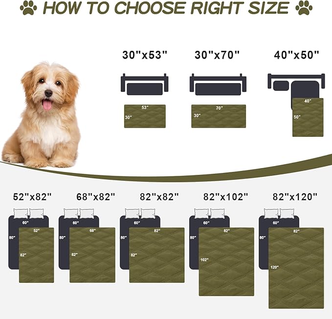 Smiry Waterproof Dog Bed Cover Blanket 30x70, Soft Reversible Pet Blanket, Washable Leakproof Cats Dogs Couch Cover for Sofa, Couch, Furniture, Lattice, Green/Navy
