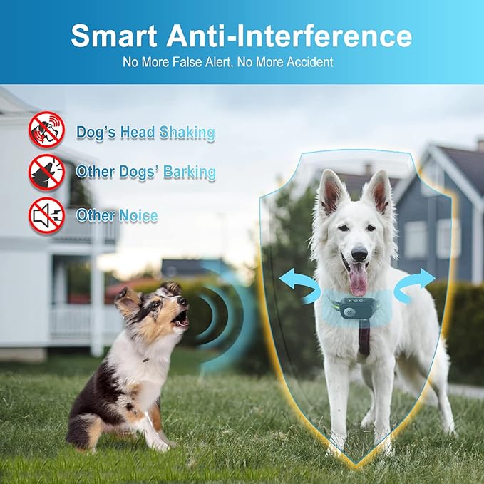 Rechargeable Dog Bark Collar with Beep Vibration and Shock,Anti Barking Collar for Small Medium Large Dogs, Humane Dog Training Device with 5 Adjustable Sensitivity Levels