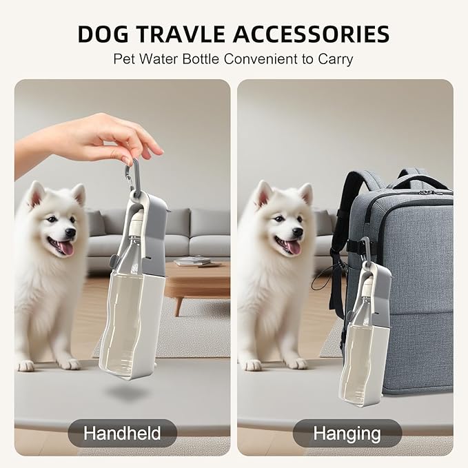 Portable Dog Water Bottle,Dog Water Bottle, 17Oz Travel Dogs Water Bottles,Travel Accessories for Dogs, Walking, Hiking and Outdoor Activities(Off-White,17Oz)