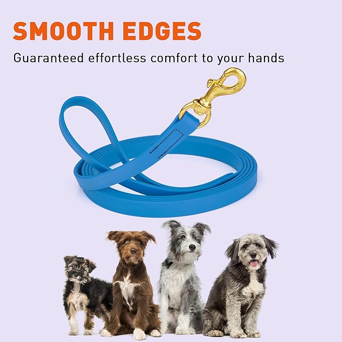 Viper Biothane K9 Working Dog Leash Waterproof Lead for Tracking Training Schutzhund Odor-Proof Long Line with Solid Brass Snap for Puppy Medium and Large Dogs, 10ft Cerulean Blue