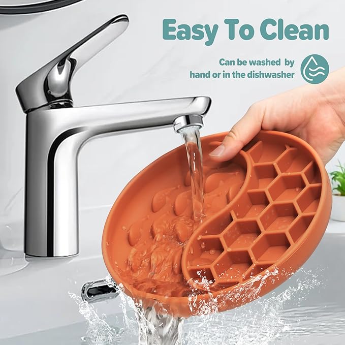 Slow Feeder Dog Bowls, Silicone Pet Food Bowls with Suction Cups, Non-Slip Dog Feeding Slow Down Pet Eating Speed for Fast Eaters, Anxiety Relief & Fun Added (Orange)