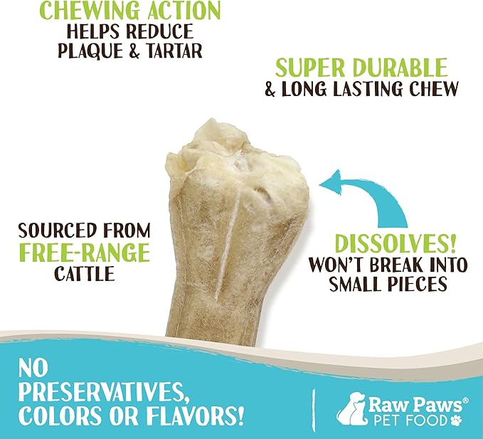 Raw Paws Compressed Rawhide Bones for Dogs, 8-inch, 10-Count - Packed in USA - Long Lasting Dog Chews - Natural Pressed Rawhides - Rawhide for Large Dogs - Raw Hide Bones for Aggressive Chewers