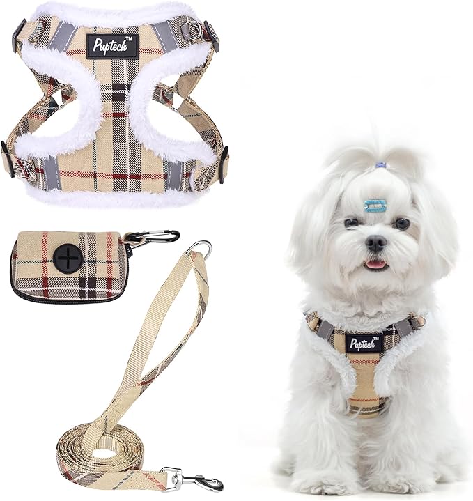 PUPTECK Dog Harness and Leash Set Small Sized, Step in No Pull Adjustable Puppy Cat Harness Reflective Pet Vest