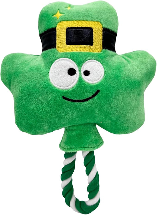 Huxley & Kent Plush Dog Toy w/ Squeaker - Power Plush Stuffed Toy for Dogs - Cute, Funny & Tough Toys for Small & Large Dogs - Shamrock Lollipop, One Size