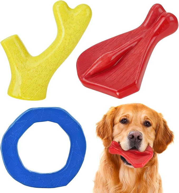 FOFOS Dog Chew Toys for Aggressive Chewers, 3 Pack Tough Nylon Dog Toys, Beef Flavor Chew Toys, for Medium Large Dogs to Keep Them Busy