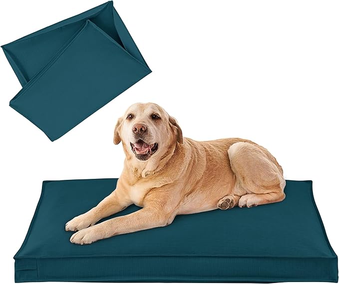 Dog Bed Covers Replacement Washable, Waterproof Dog Bed Cover with Zipper, 44Lx32Wx3H inch Durable Oxford Pet Bed Cover for Outdoor/Indoor Use, Cover Only, Cyan