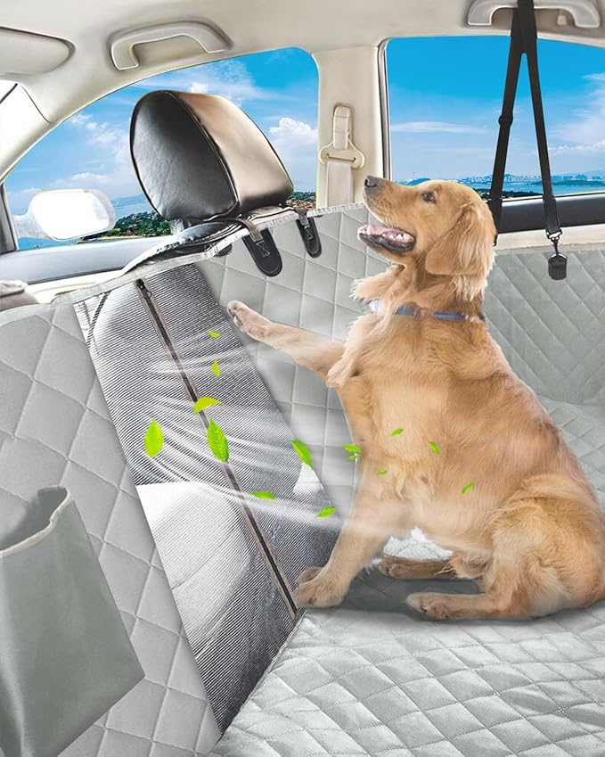 Victoper Dog Car Seat Cover, Heavy Durable Dog Seat Cover for Back Seat, 100% Waterproof Scratch Proof Nonslip Dog Hammock for Car with Side Flap, Pet Back Seat Covers Large 60" W x 64" L