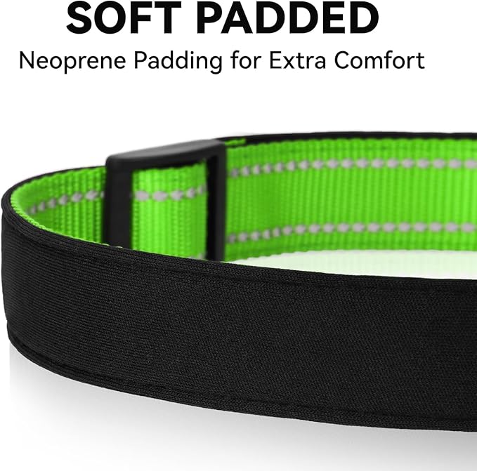 Reflective Dog Collar for Small Dogs, Soft Neoprene Padded with Quick Release Buckle, Adjustable Nylon Pet Collar for Walking,Green,S