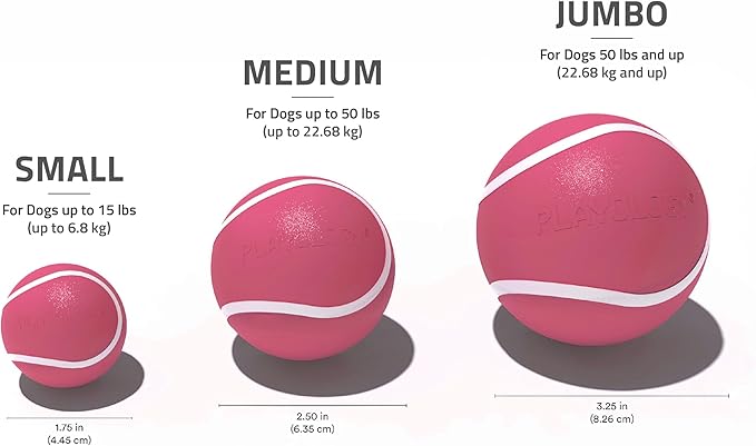 Playology Dog Toys | Squeaky Chew Ball - Bouncy Durable Floating Fetch Ball for Dogs, Value 3-Pack | Small Red Velvet Cake Limited Edition Valentine's Toy - Made from Non Toxic Materials