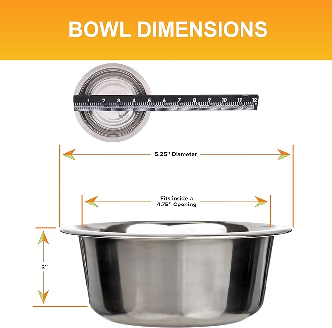 Neater Pet Brands 2.2 Cup (18 oz.) Stainless Steel Dog Bowls, Set of 2 Neater Feeder Replacement Bowls (Small Deluxe Model), Dog Food Bowl & Water Bowl, Dishwasher Safe Metal Dish for Cat & Small Dogs