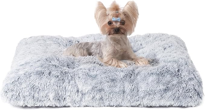 EHEYCIGA Fluffy Dog Crate Bed for Small Dogs, Plush Faux Fur Crate Pad, Calming Anti Anxiety Small Dog Bed