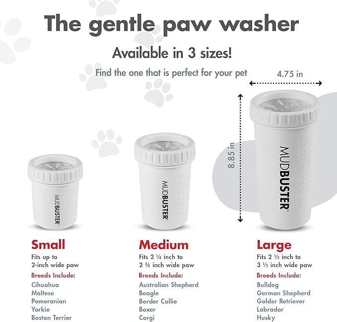 Dexas MudBuster Portable Paw Cleaner for Dogs, Large, Bright White Special Edition, Premium Pet Supplies and Accessories