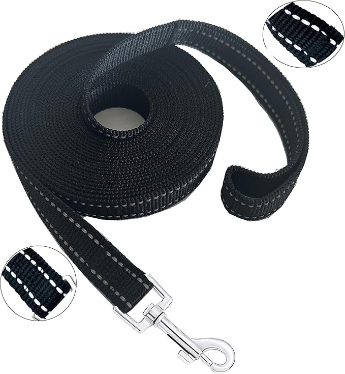 Nylon Training Dog Leash for Small Medium Dogs, 15ft 20ft 30ft 50ft 100ft Reflective Long Leash Dog/Puppy Lead for Obedience Recall Training, Camping